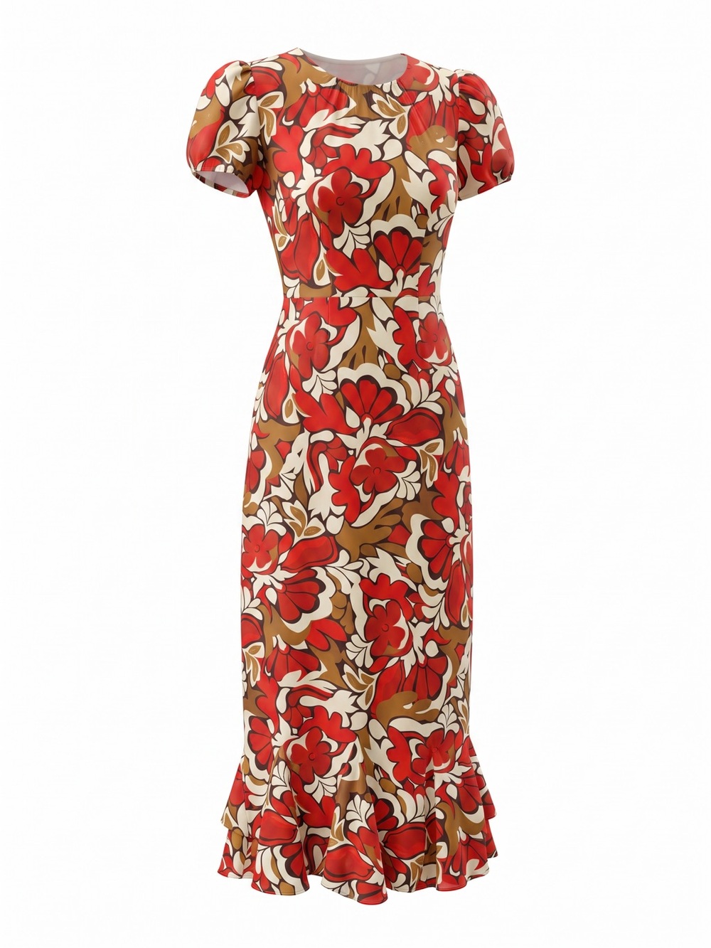 Lavender Brown Josephine Midi Dress in Burn Orange/Gold Size M NWT
